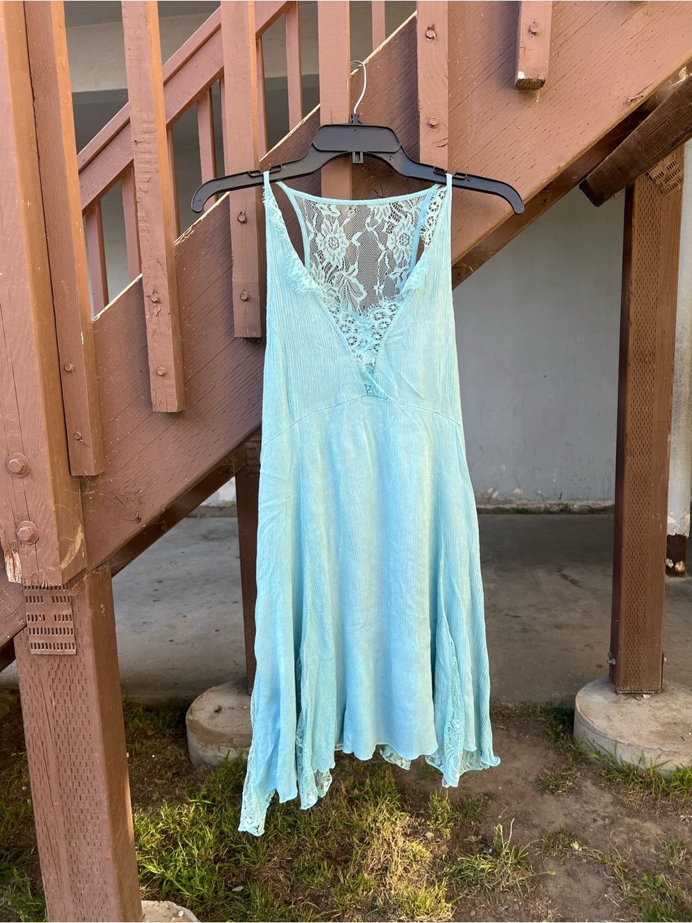 Umgee Pale Blue Lace-Trim Slip Top